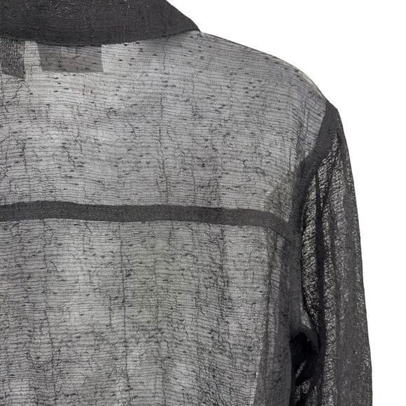 Chicos Design Womens Collared Solid Black Sheer Button Up Shirt Blouse Top 0/ S - Picture 13 of 16